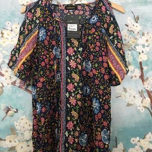 Floral Boho top with collar ties